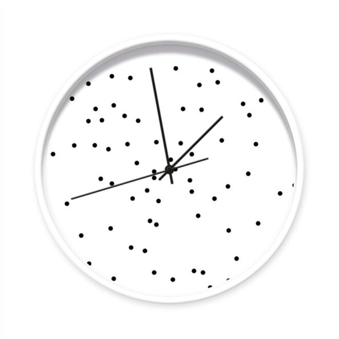 Clock white with black dots 001