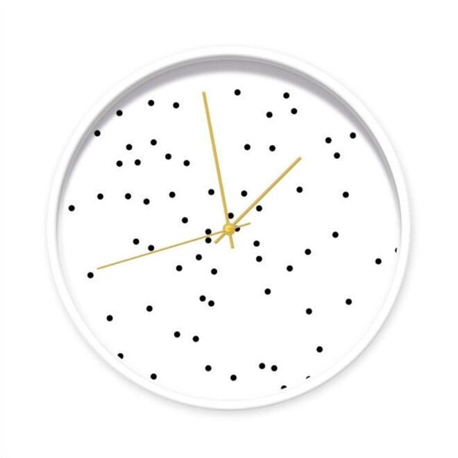 Clock white with black dots 001