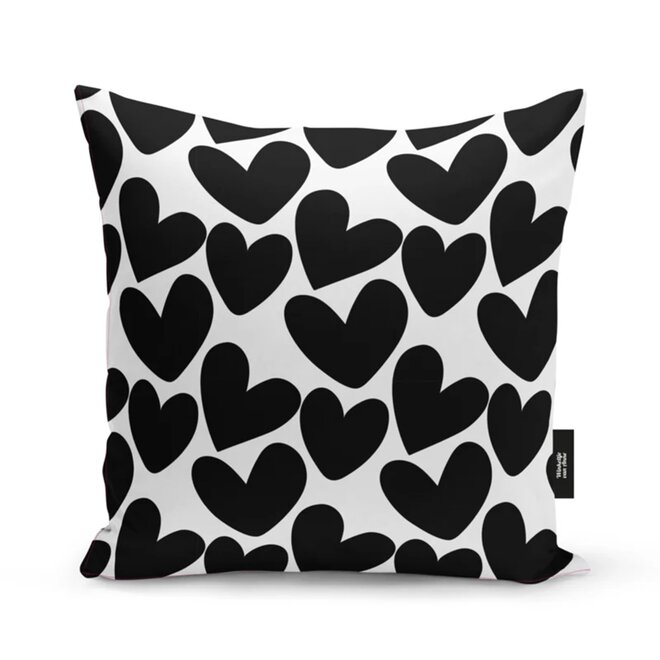 Outdoor Cushion Hearts Black
