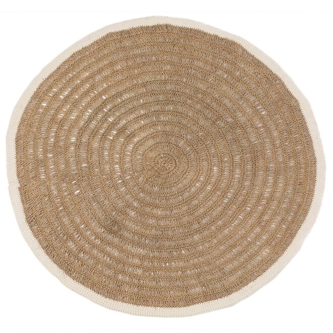 Het Seagrass & Katoen Rond Vloerkleed - Naturel Wit - 150