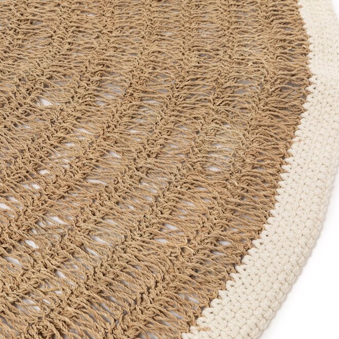 Het Seagrass & Katoen Rond Vloerkleed - Naturel Wit - 150