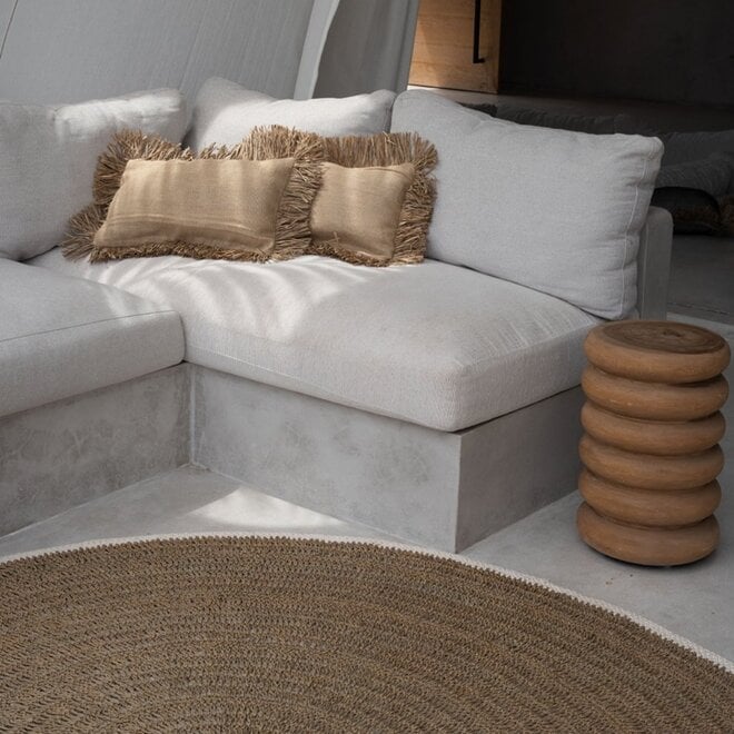 Het Seagrass & Katoen Rond Vloerkleed - Naturel Wit - 100