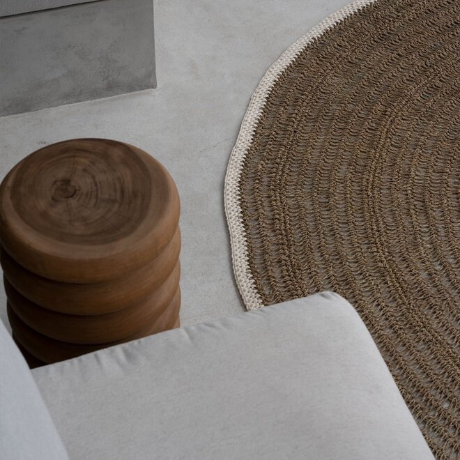 The Seagrass & Cotton Round Rug - Natural White - 150