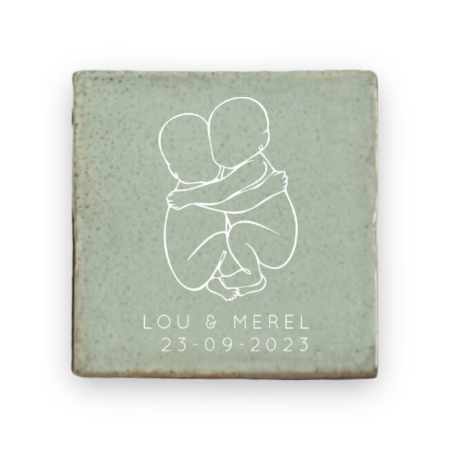 Birth tile twin with name