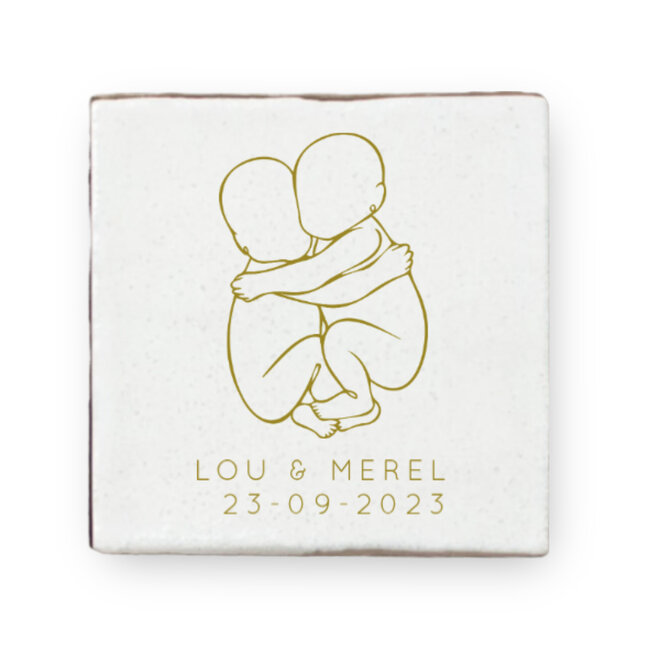 Birth tile twin with name