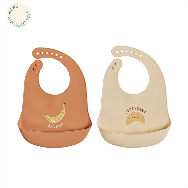 Yummy Silicone Bib - Pack of 2 - Caramel / Butter