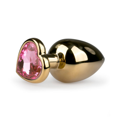Easytoys Anal Collection Metalen buttplug met roze hartje - goudkleurig Easytoys Anal Collection Metalen buttplug met roze hartje - goudkleurig