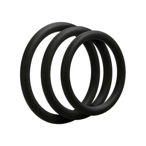 Doc Johnson Set van 3 siliconen cockrings - Zwart Doc Johnson Set van 3 siliconen cockrings - Zwart