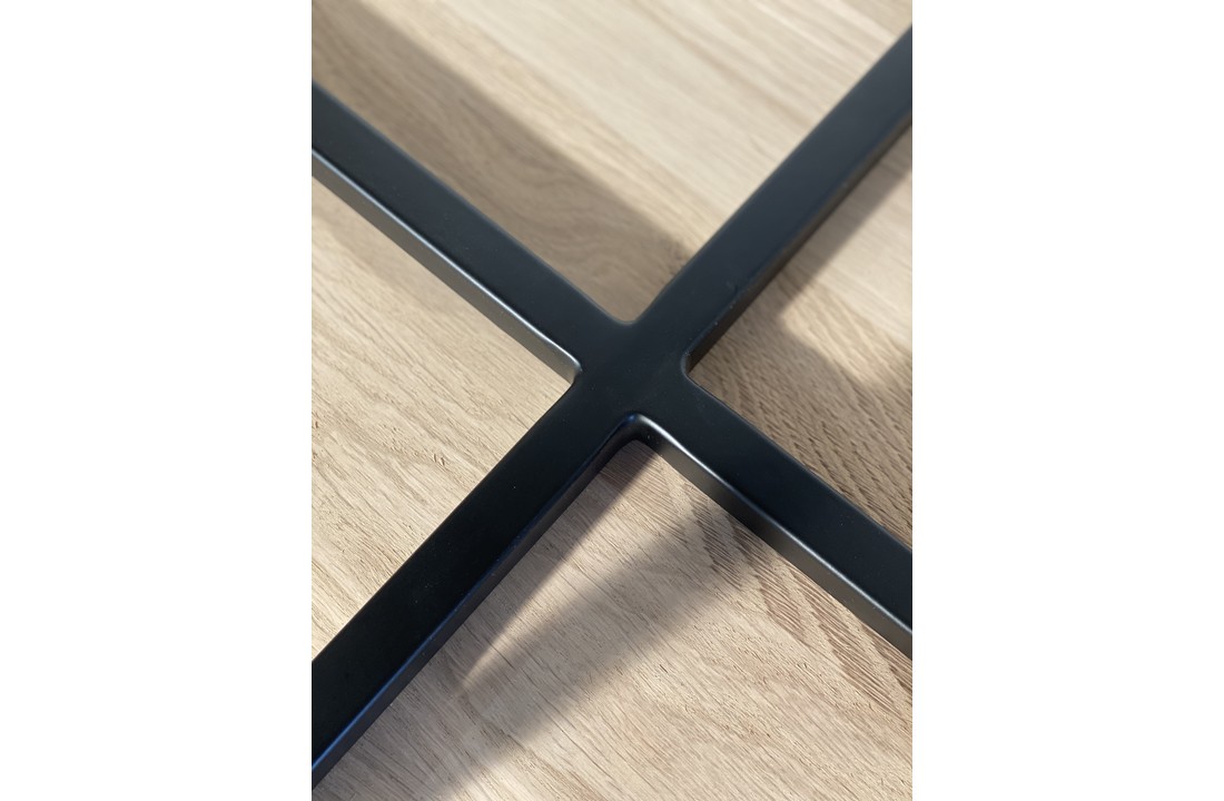 Zwarte ronde salontafel eiken met stalen onderstel | 50 cm