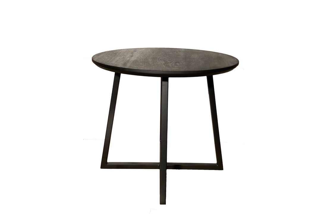 Salontafel rond eiken met stalen 4 poot | 50 - 70 cm | Keurhorst