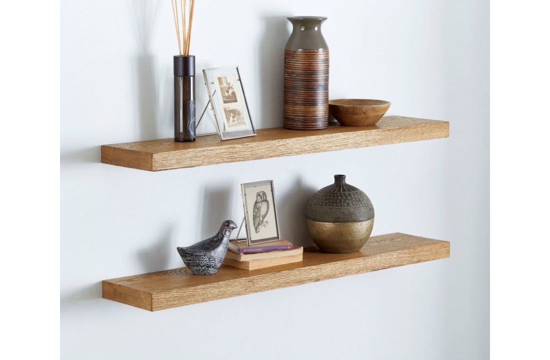 Zwevende wandplank eiken | 60-140 cm | Massief eiken