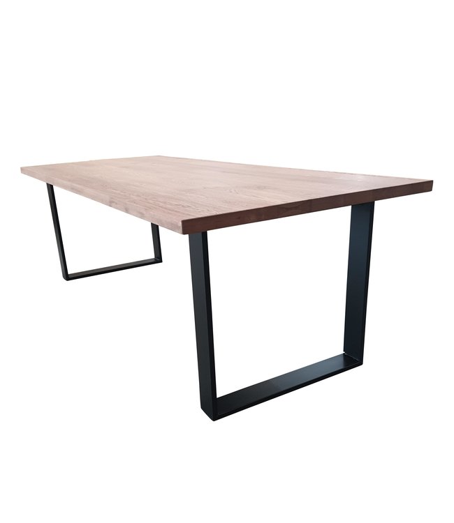 Hou op Binnen Ver weg Massief Eiken tafel Met smalle Stalen U poten | 10x2 | 12 kleuren - Steiken  meubelen