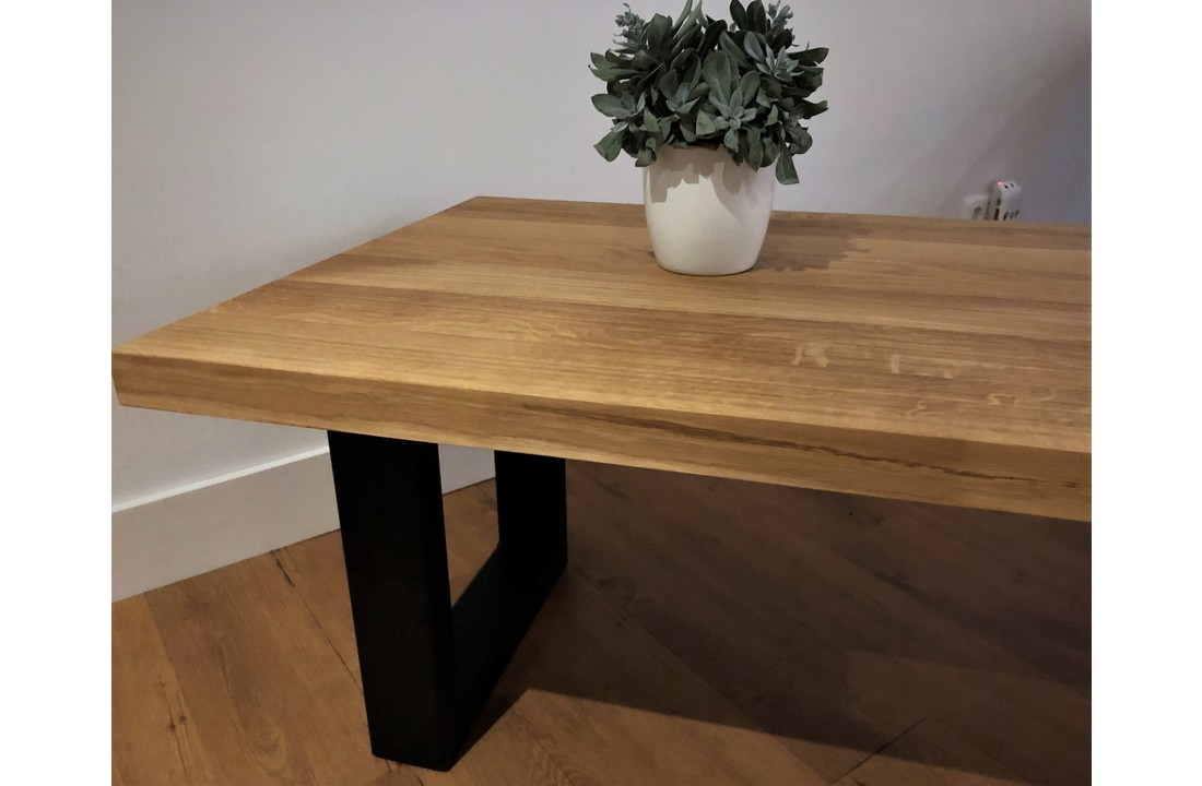 Eiken salontafel rechthoekig met stalen U-poten | 120x60x45cm |