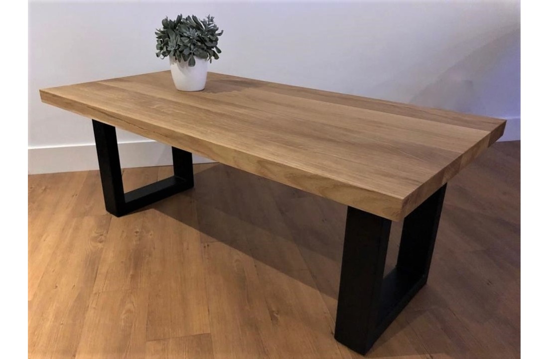 Eiken salontafel rechthoekig met stalen U-poten | 120x60x45cm |