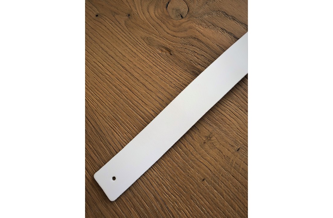 Massief eiken wandplank met witte leren plankdragers | 60-120 cm |