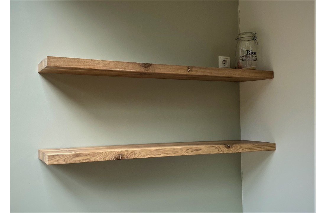 Zwevende massief eiken wandplank