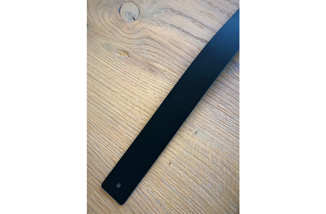 Massief Eiken Wandplank met Zwarte Leren plankdragers