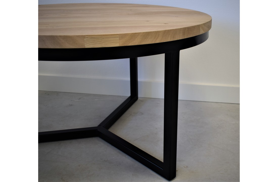 Salontafel rond eiken met zwart stalen onderstel | 80 cm | Seesing