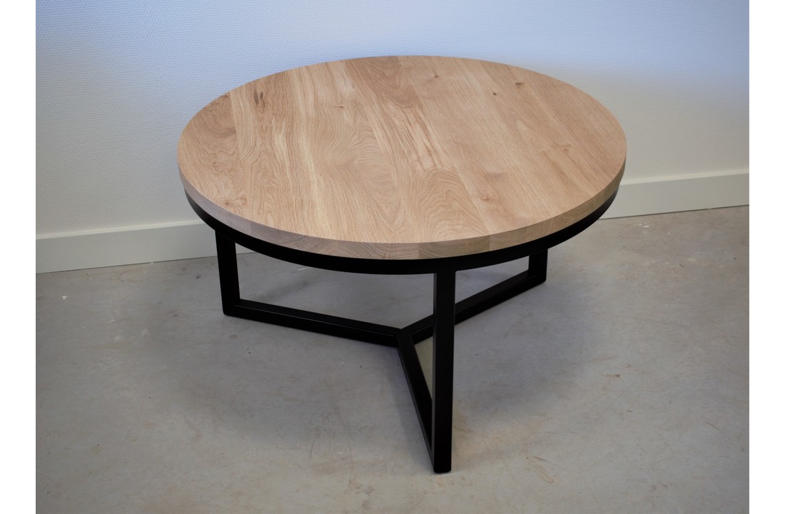 Ronde salontafel eiken met zwart stalen onderstel | 60 cm | Seesing |