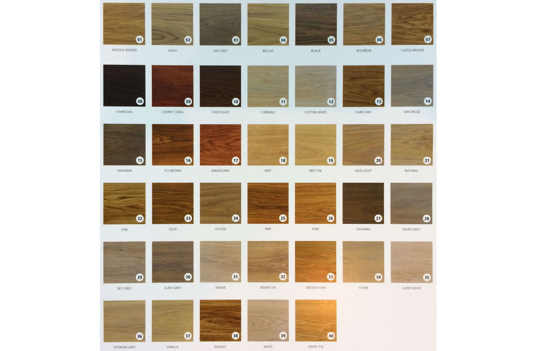 Kleurstalen eiken - keuze uit 30 verschillende kleuren - Copy