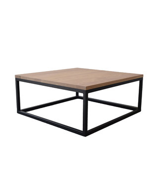 Steiken Eiken salontafel vierkant met zwart stalen frame | 100x100cm | 3cm Massief eiken
