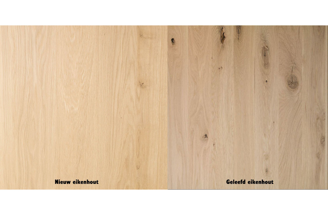 Eiken eettafel ovaal met zwarte stalen design poot |