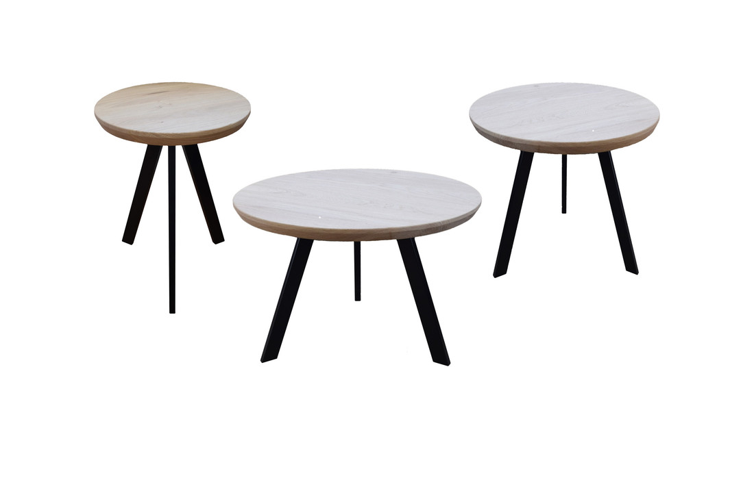 Ronde Salontafel Eiken met stalen frame | 50 cm | Plaine