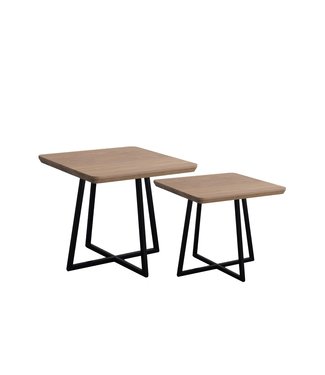 Steiken Eiken salontafel vierkant met stalen frame |  50 en 70 cm | Keurhorst