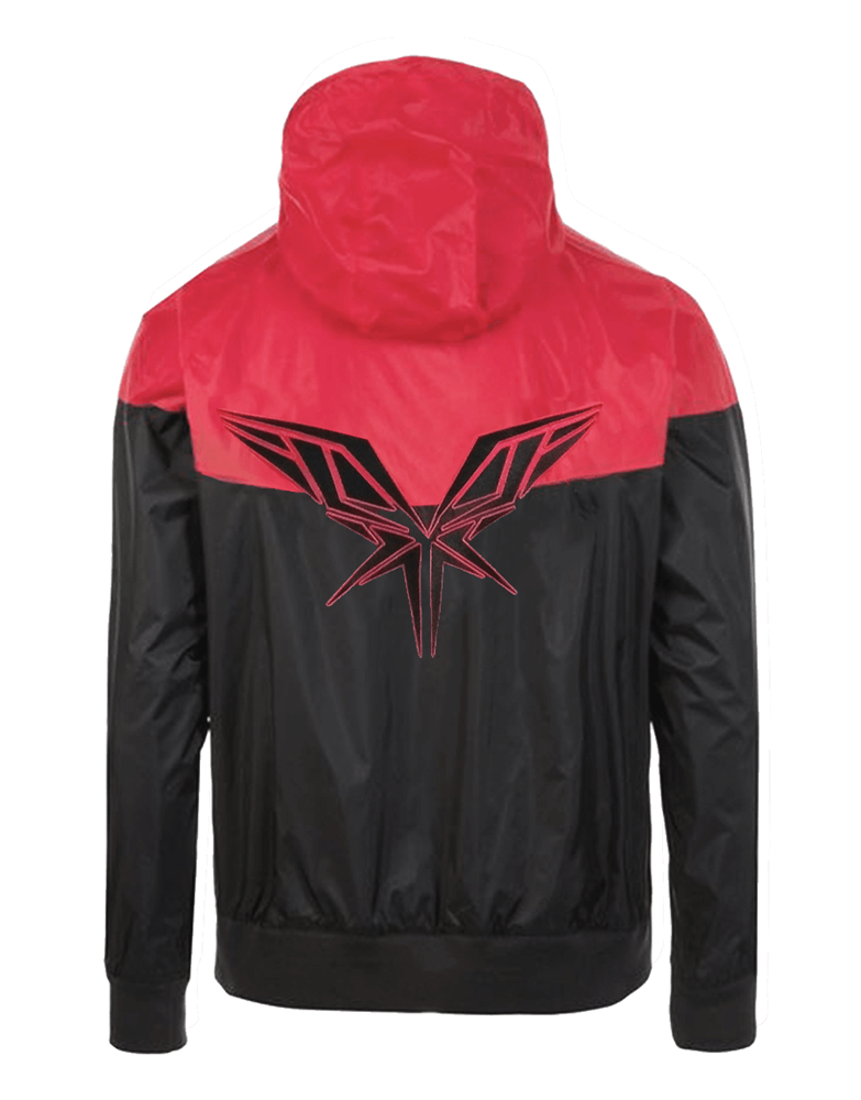 dark red windbreaker