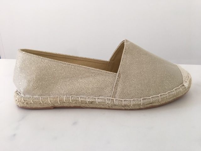 white and gold espadrilles