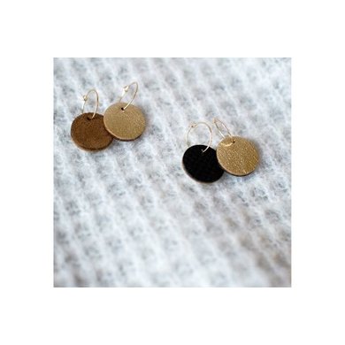 Lisa la pelle Lisa la Pelle earrings confetti love reversible brown suede / gold rose gold