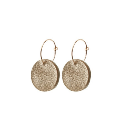 Lisa la pelle Lisa la Pelle oorbellen confetti love reversible bruin suede/goud