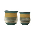 Bloomingville Bloomingville set of seagrass baskets green and yellow