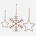 House Doctor Ornament snowflakes & stars set of 3