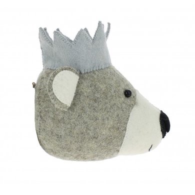 Fiona Walker Fiona Walker felt animal head bear with blue crown