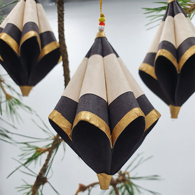 Anna Nera Anna Nera kerstornament goud zwart set van 3