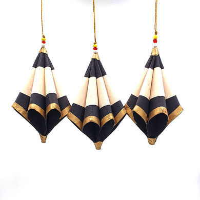 Anna Nera Anna Nera kerstornament goud zwart set van 3