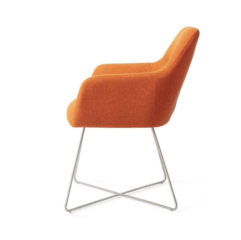 Jesper Home Kinko Tangerine Eetkamerstoel - Cross steel