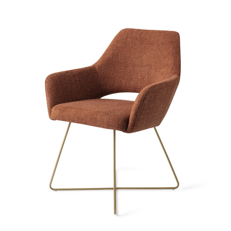 Jesper Home Yanai Tuscan Terra Dining Chair - Cross Gold