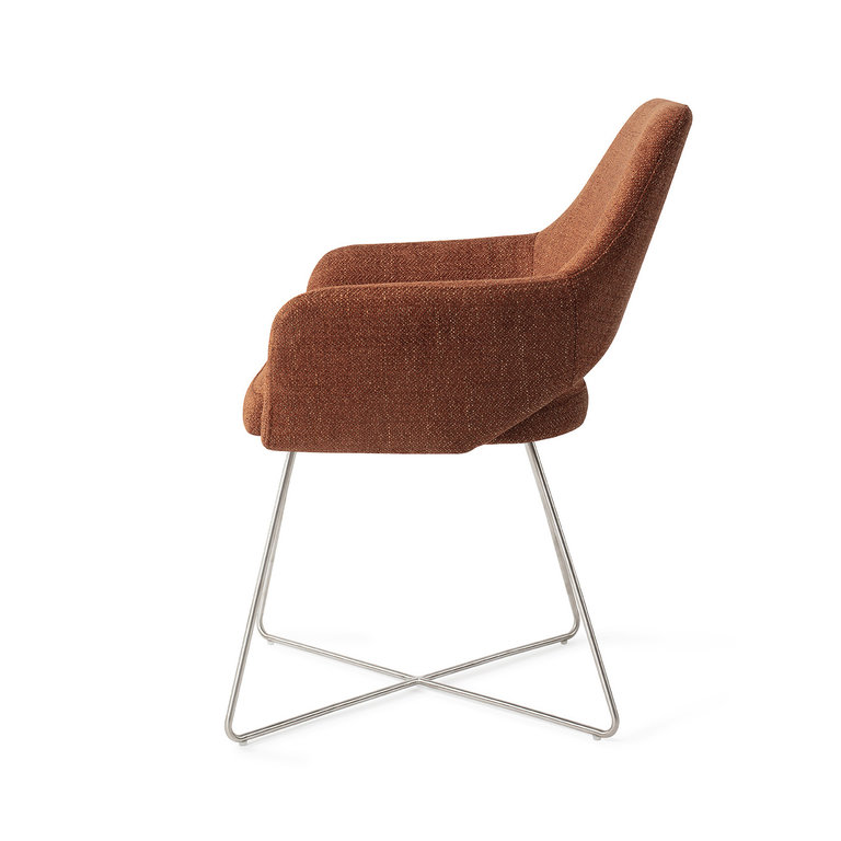 Jesper Home Yanai Tuscan Terra Dining Chair - Cross Steel