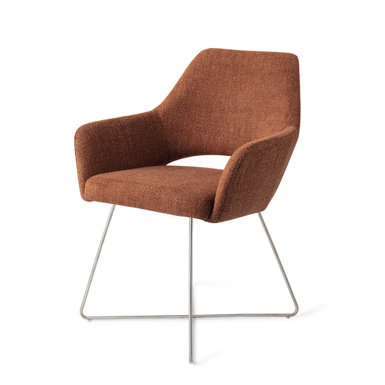 Jesper Home Yanai Tuscan Terra Dining Chair - Cross Steel