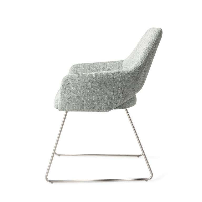 Jesper Home Yanai Soft Sage Eetkamerstoel - Slide Steel