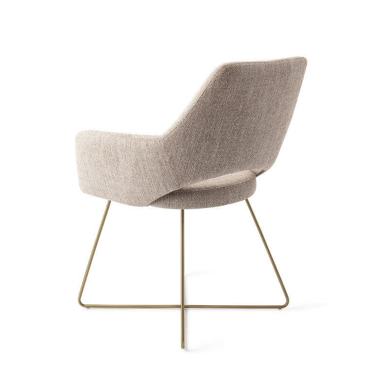 Jesper Home Yanai Dining Chair - Biscuit Beach, Cross Gold