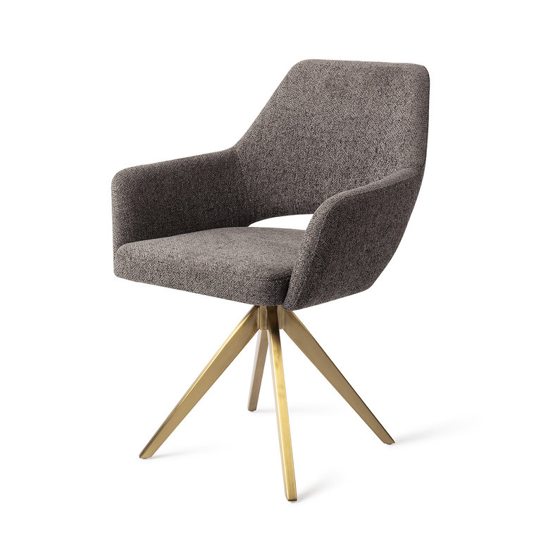 Jesper Home Yanai Dining Chair - Amazing Grey, Turn Gold