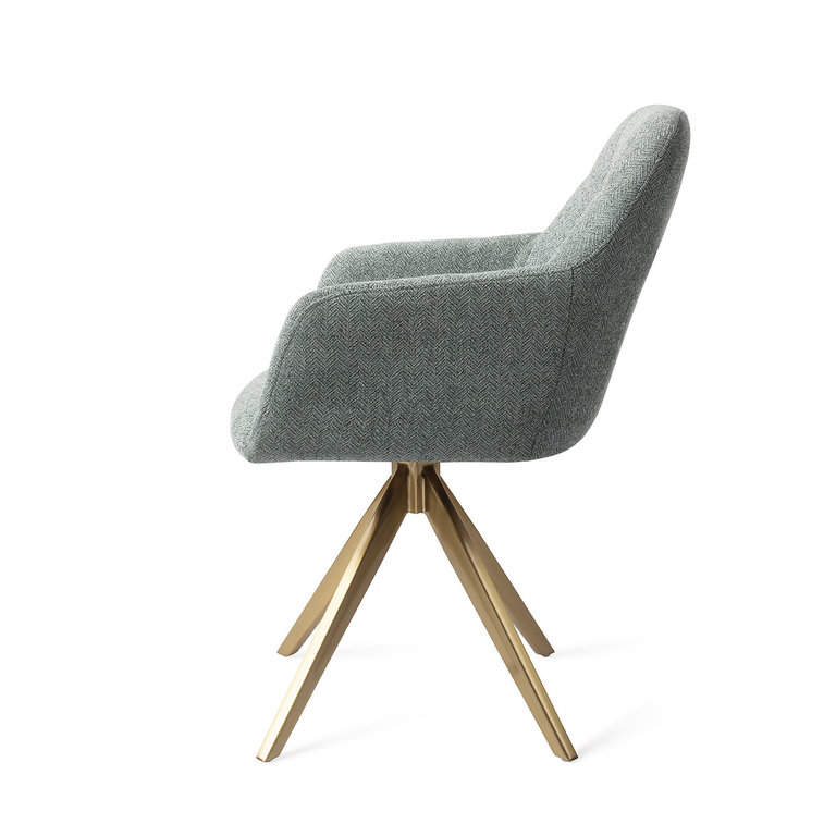 Jesper Home Noto Real Teal Dining Chair - Turn Gold