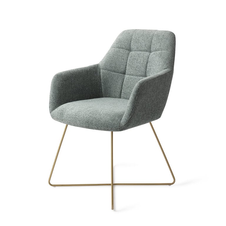 Jesper Home Noto Dining Chair - Real Teal, Cross Gold