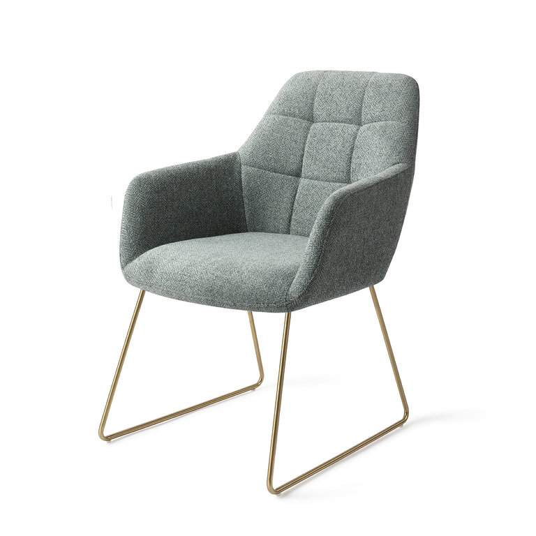 Jesper Home Noto Real Teal Dining Chair - Slide Gold