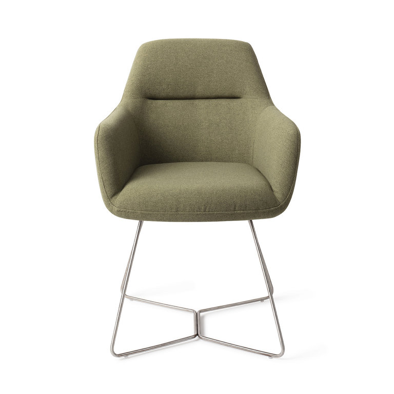 Jesper Home Kinko Green Hunter Dining Chair - Beehive Steel