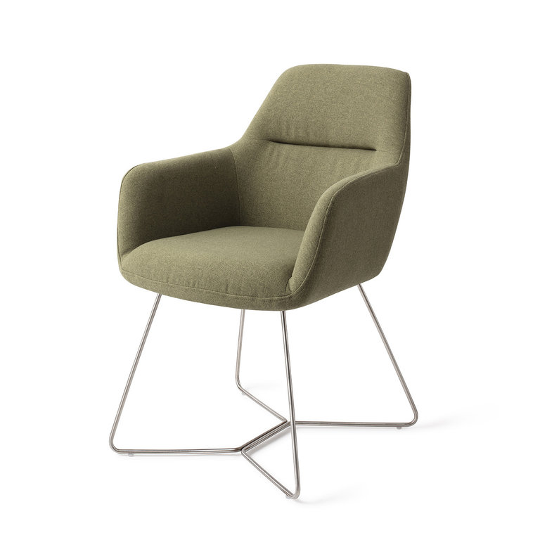 Jesper Home Kinko Green Hunter Dining Chair - Beehive Steel