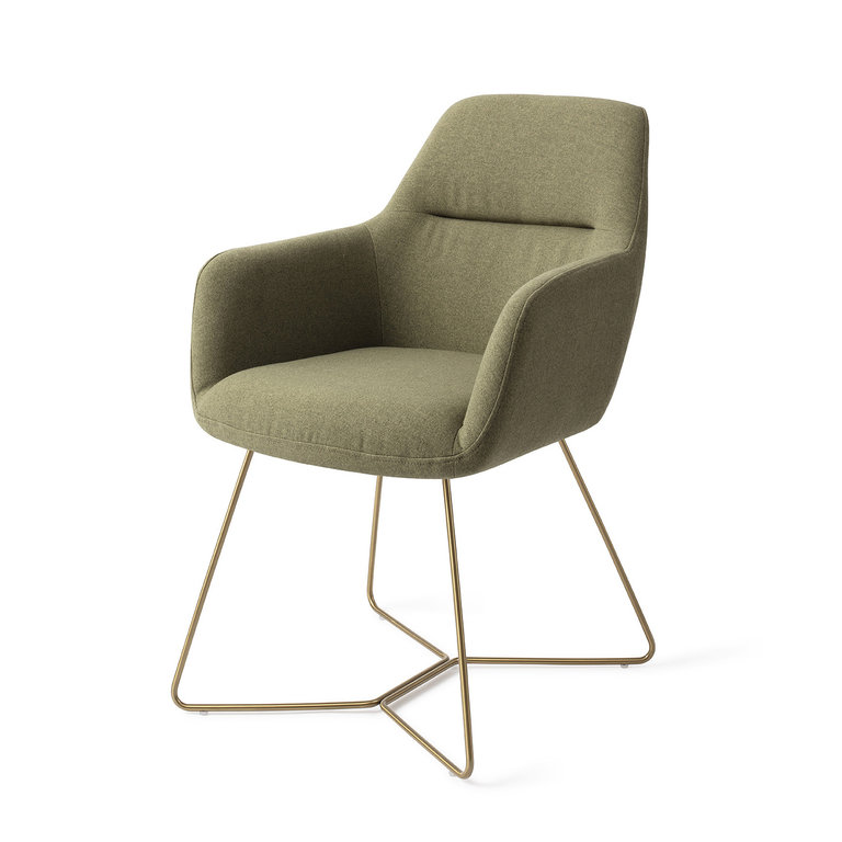 Jesper Home Kinko Green Hunter Dining Chair - Beehive Gold